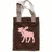 Brown tote bag with light pink moose silhouette, black flip-flops with white dots, striped shirt, and green-red flag with 'Full-out prep' text.