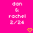Pixelated text on bright pink background with two yellow heart icons at bottom, displaying names and date.