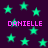 Dark purple background with scattered green stars and repeated pink text reading DANIELLE.