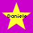 Four yellow stars on a purple background, each containing the text 'Daniele' in black pixelated font.