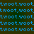 Blue text reading 'tweot.woott.tweet.woot.' repeats across a dark green gradient background in multiple