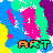 Pixelated abstract background with bright colors and repeated 'ART' text in orange block letters.