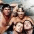 A 2x2 contact sheet of a Red Hot Chili Peppers animated icon showing four distinct frames with pixelated imagery and red text on a gray background.