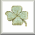 Pixelated four-leaf clover with light green and beige tones on white background, next to green text 'Love' in pixel font.