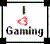 Static pixel art icon with black border, white background, and text reading 'I ❤️ Gaming' in dark gray font.