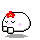 A 4x3 grid of pixel art frames showing a white cloud-like character with red flower, pink cheeks, and black eyes in various poses holding or interacting with red hearts.