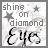 A 2x2 contact sheet of four animated frames showing a static text-based icon with 'shine on diamond Eyes' and star symbols, each frame displaying subtle variations in star visibility and background texture.