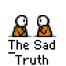 Animated contact sheet of 15 frames showing a pixel art character with white head and orange body performing various poses against gray background, including speech bubbles with text like "PSH..." and "WHITE BUDS CAN'T DANCE".