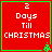 Red square with green border displays "2 Days Till CHRISTMAS" text and small green tree icon, four identical