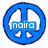 Blue circular icon with white peace symbol outline and blue rectangular text box containing 'nairo' in white lowercase letters.