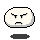 Two pixelated white oval shapes with black outlines, each displaying distinct facial expressions against a gray background.