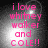 Pixelated pink text on a dark background with bright light effects, displaying 'i love whitney walker and cole!!' in four identical