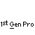Pixel art car images with text '1st Gen Pro' repeated below each view on a gray background.