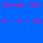 Pixelated pink text and numbers on blue background with green gradient overlay in lower-left corner.