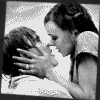 Black-and-white animated sequence showing couples kissing and dancing, with text "HEBARY" at the bottom of