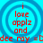 A static image with four identical circular patterns on a cyan background, each containing red text reading "i love applz and dee ray =D".