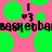 Pixelated green circles float on a pink background with black text reading 'basketball' and small symbols above it.