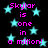 Black background with cyan stars and repeated pink text reading "Skylar is one in a million!".