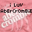 Pixelated pink background with white text 'Abercrombie' repeated diagonally, overlaid with black text phrases 'i LUV Abercrombie', 'Im ALAnA And I', and 'ROCK!!!'