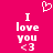 Pixelated pink background with white text "I love you <3" and a heart symbol above the text, duplicated side-by-side.