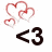 <3 icon with three red hearts above black '<3' text on white background.