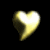 Animated sequence of heart-shaped icons transitioning from solid gold to fragmented gray with black voids against a black background.