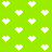 Green background with white pixelated heart shapes arranged in a pattern, some hearts partially missing or fragmented