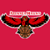 Static pixel art of a red bird with outstretched wings against a solid pink background, featuring brown and black wing details.
