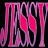 Pixelated static icon with pink and purple gradient text on black background, appearing to spell "JEN" or similar letters in a stylized font.
