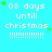 Pixelated blue background with white text reading '08 days until christmas' and green stars, each frame showing a different star position.