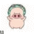 Animated pixel art of a small character with green hair and pink cheeks, showing sequential changes in eye expression while text appears below.