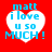 Red background with four white heart-shaped icons containing blue text reading "matt i love u so MUCH!" arranged in a