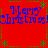 Red background with blue 'Merry Christmas' text repeated in four quadrants, green star and dotted line border elements. Animated version shows no visible motion changes.