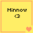 Yellow square icon with 'Minnow' text and '<3' symbol, featuring four distinct heart variations in the bottom-right corner across frames.