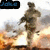 Pixelated image of a figure in motion against a gradient background with a dark banner containing blue text in the top-left corner.