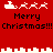 Red pixel art icon with white Santa sleigh and reindeer motifs, 'Merry Christmas!!!' text in black, repeating patterns across two