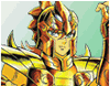 Nine anime-style character portraits in golden armor with varied helmets and accessories against light green backgrounds.