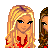 Pixel art contact sheet showing four female characters in red tops and black pants with text "Best Friends Thru" and "Thick and Thin" below them.