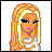A 4x4 contact sheet of pixel art frames showing a blonde cartoon character and text variations, with some frames displaying the full character, partial body views, and repeated text "blondes do it BETTER!" in different color combinations.