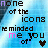 A pixelated image with blue background text reading 'none of the icons reminded me you' and a heart symbol changing between black and white.
