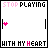 Animated sequence of text and pink heart symbols within a , with the heart moving across frames