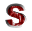 Red textured letter S with gray drop shadow on white background, arranged in three of four icons each