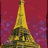 Animated buddy icon featuring Eiffel Tower against pink background with French text "Paris, je t'aime" and "Oh la la!" in pink pixelated font on black