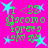 Bright pink background with repeating light blue star shapes and green text elements arranged in a pattern