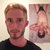 A pixelated static image shows a person with light brown hair and a black shirt, with a smaller inset image of a person in a white top and dark shorts on the right.