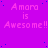 A static image with a bright purple background displaying repeated text "Amaro is Awesome!!" in light pink, with small blue dots scattered across the background.