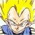 Pixelated character with spiky yellow hair, closed eyes, and a blue garment against a bright background.