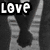 Four distinct display text and imagery: top-left shows 'Love' over a grayscale figure, top-right 'love' over a textured background, bottom-left 'love' over a film reel, and bottom-right 'love' over a circular shape with 'loveLaura<3' at the bottom