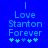 Blue background with light blue text reading "I Love Stanton Forever" and five star symbols below, showing animation change in the third symbol.