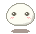 Pixelated white circular character with pink cheeks and brown base, displaying multiple facial expressions including closed eyes, open eyes, and mouth open with yellow zigzag above head.